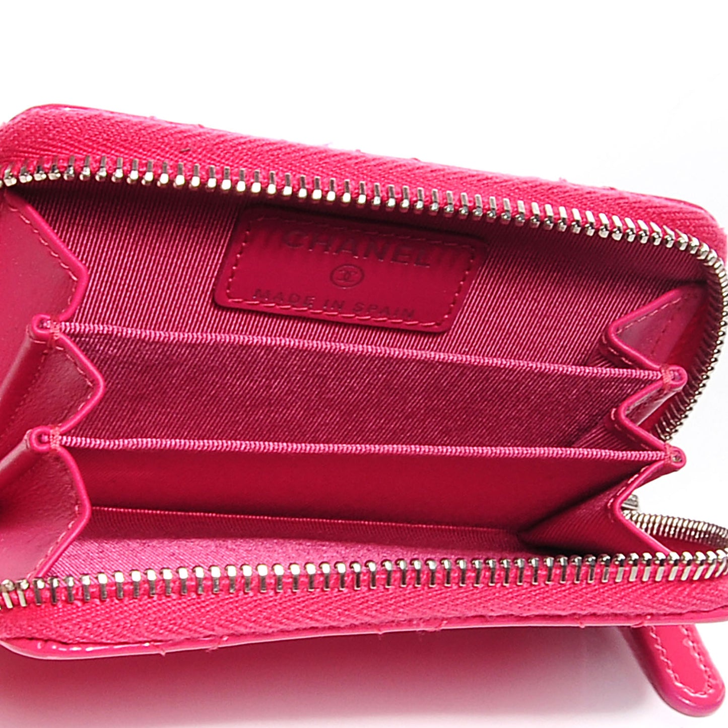 Patent Quilted Zip Coin Purse Fuchsia