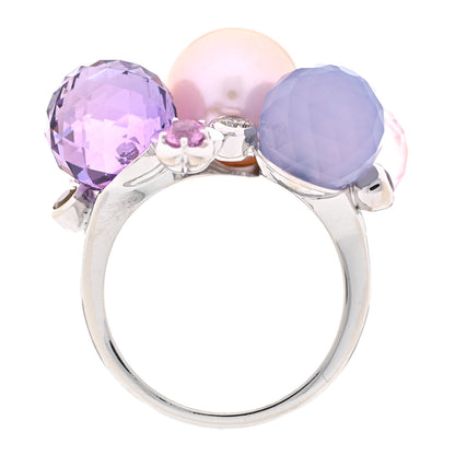 Chanel 18K White Gold Diamond Gemstone Pearl Large Mademoiselle Ring 55 7.25 4 of 5