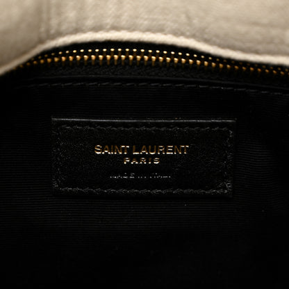 Saint Laurent Crinkle Cotton Quilted Small Loulou Puffer Monogram Chain Satchel Vanilla Ice 6 of 10