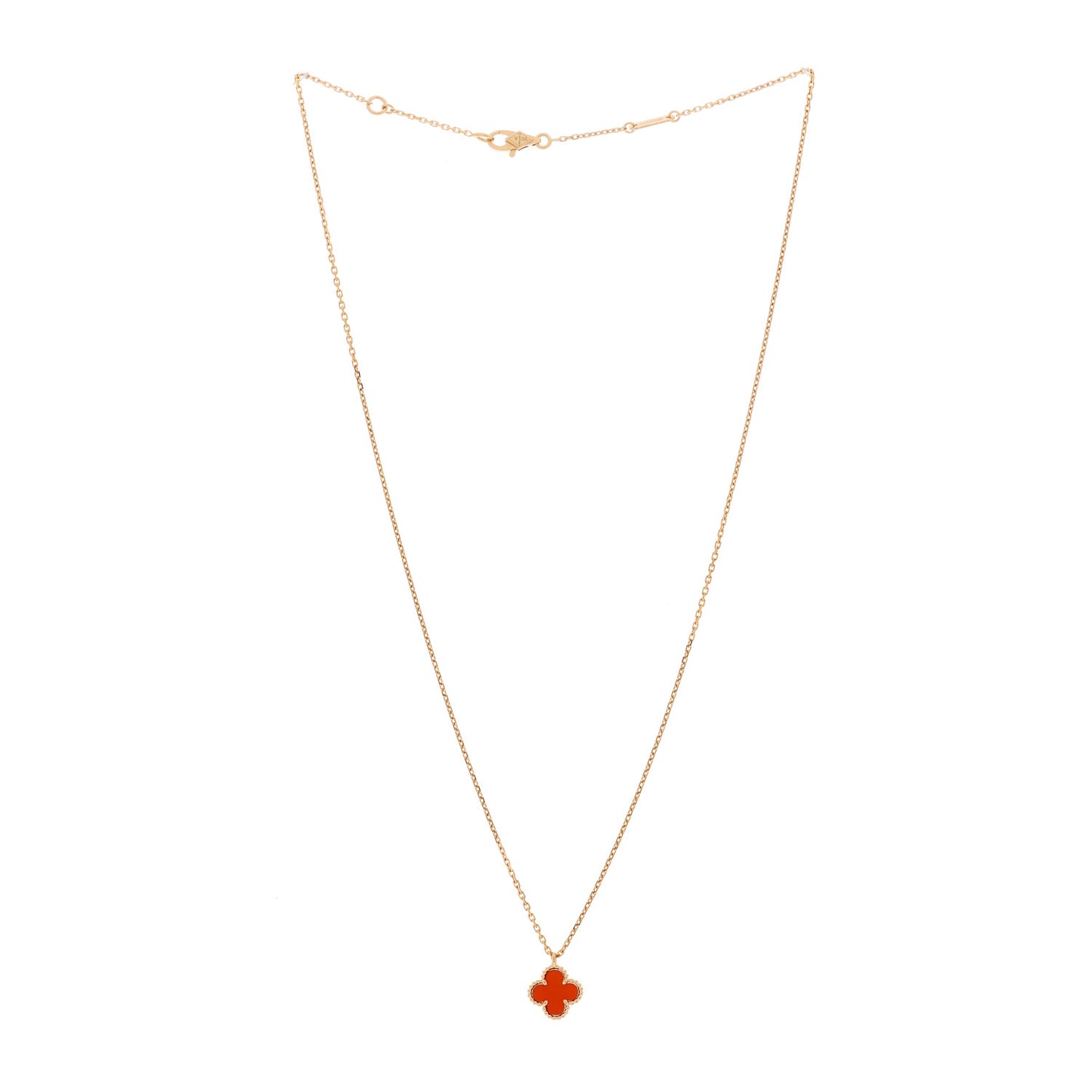 18K Rose Gold Carnelian Sweet Alhambra Pendant Necklace