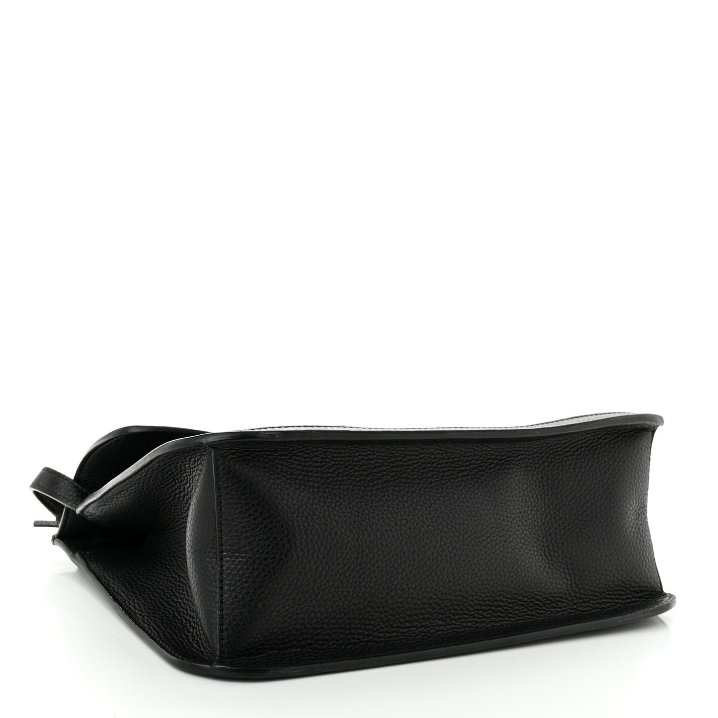 Pebbled Calfskin Medium Bamboo Daily Flap Shoulder Bag Black