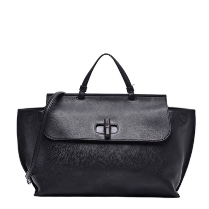 Gucci Pebbled Calfskin Large Bamboo Daily Top Handle Bag Black 1 of 11