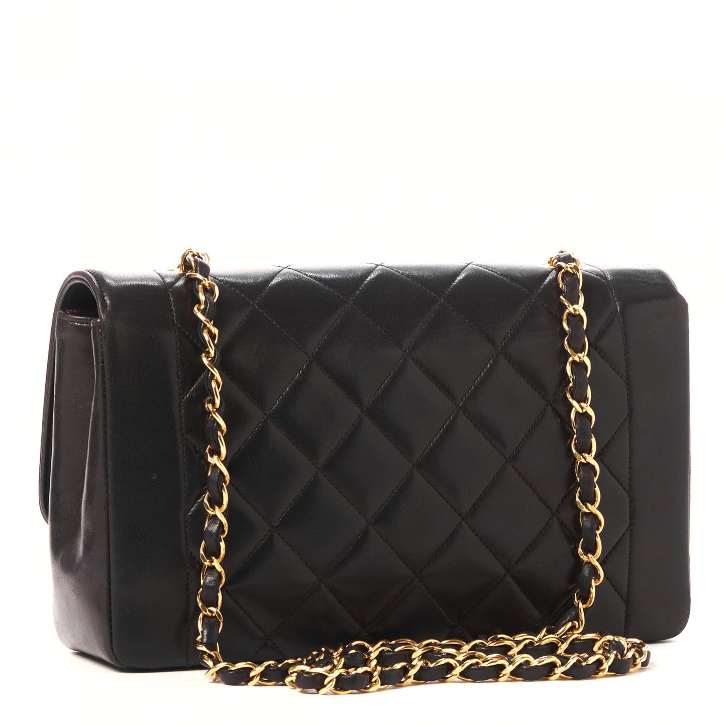 Lambskin Quilted Medium Single Flap Dark Brown