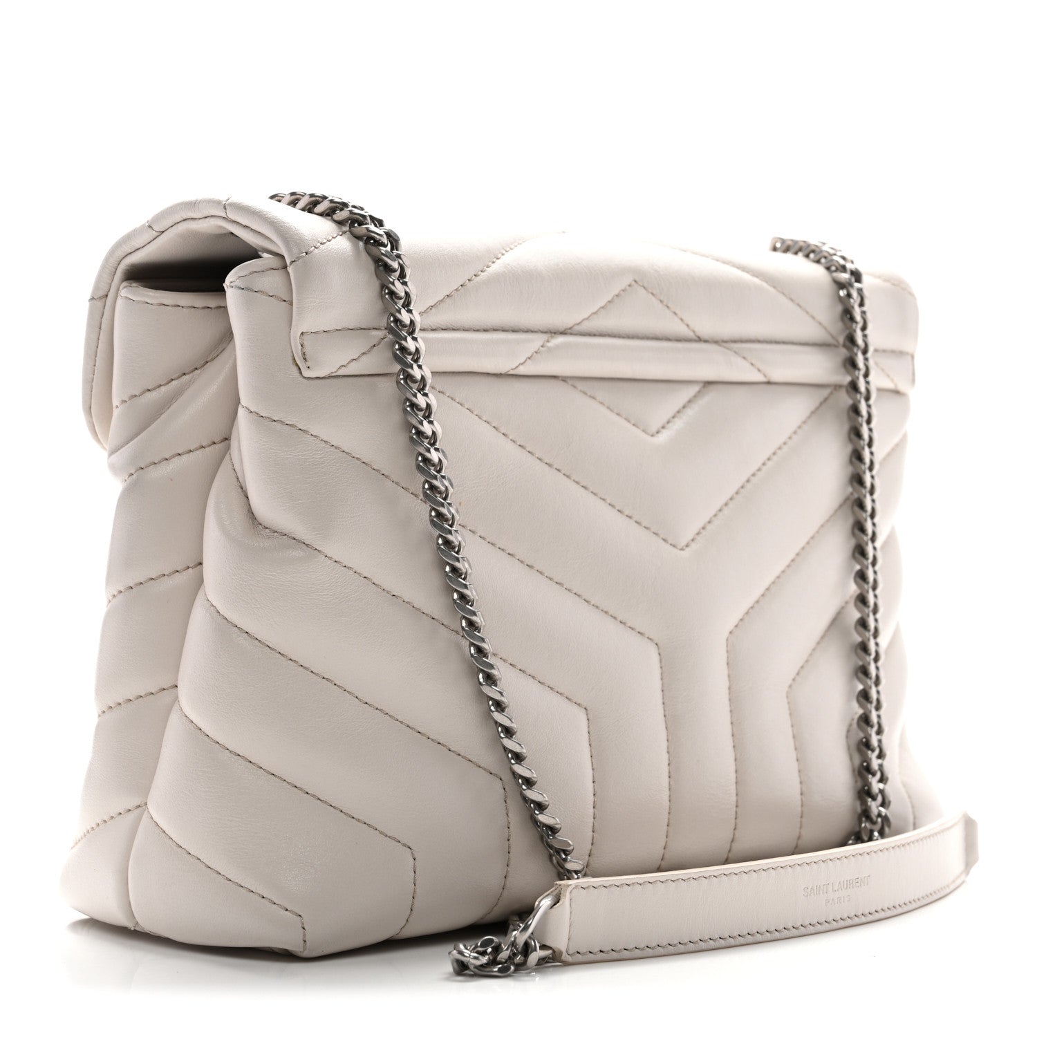 Saint Laurent Calfskin Y Quilted Monogram Small Loulou Chain Satchel Ivory 3 of 11