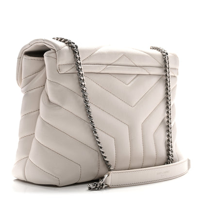 Saint Laurent Calfskin Y Quilted Monogram Small Loulou Chain Satchel Ivory 3 of 11