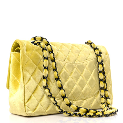 Chanel Velvet Quilted Medium Double Flap Yellow 4 of 13