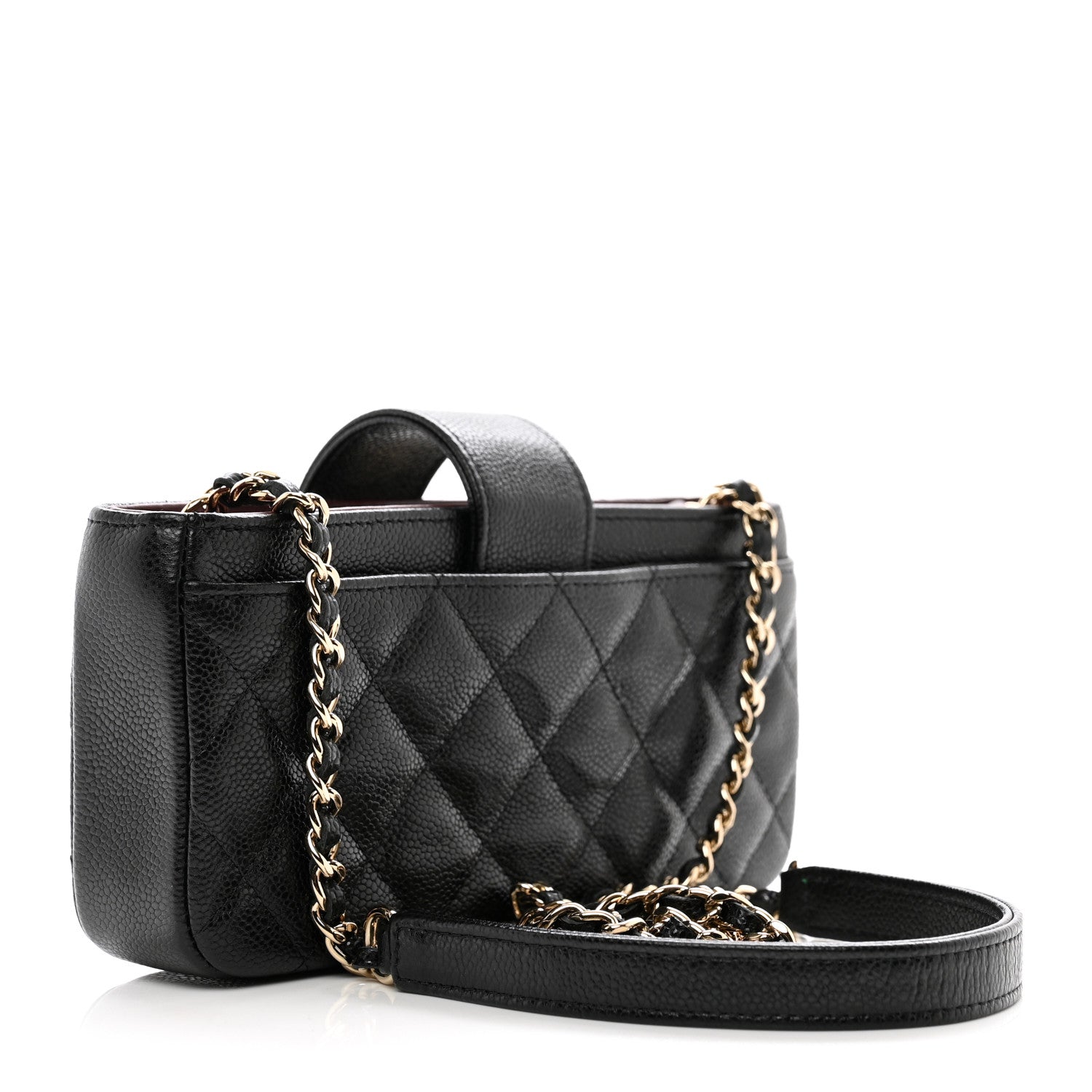 Chanel Caviar Quilted Business Affinity Phone Holder With Chain Black 3 of 9