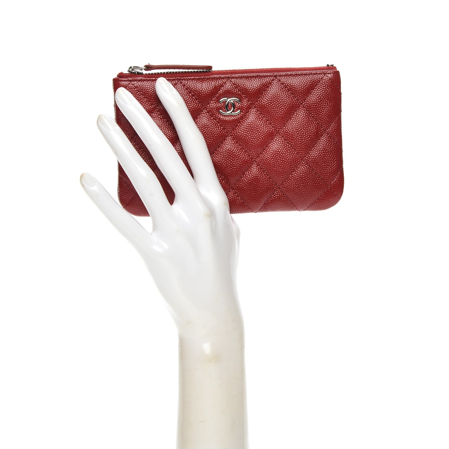 Chanel Caviar Quilted Small Cosmetic Case Dark Red 2 of 7