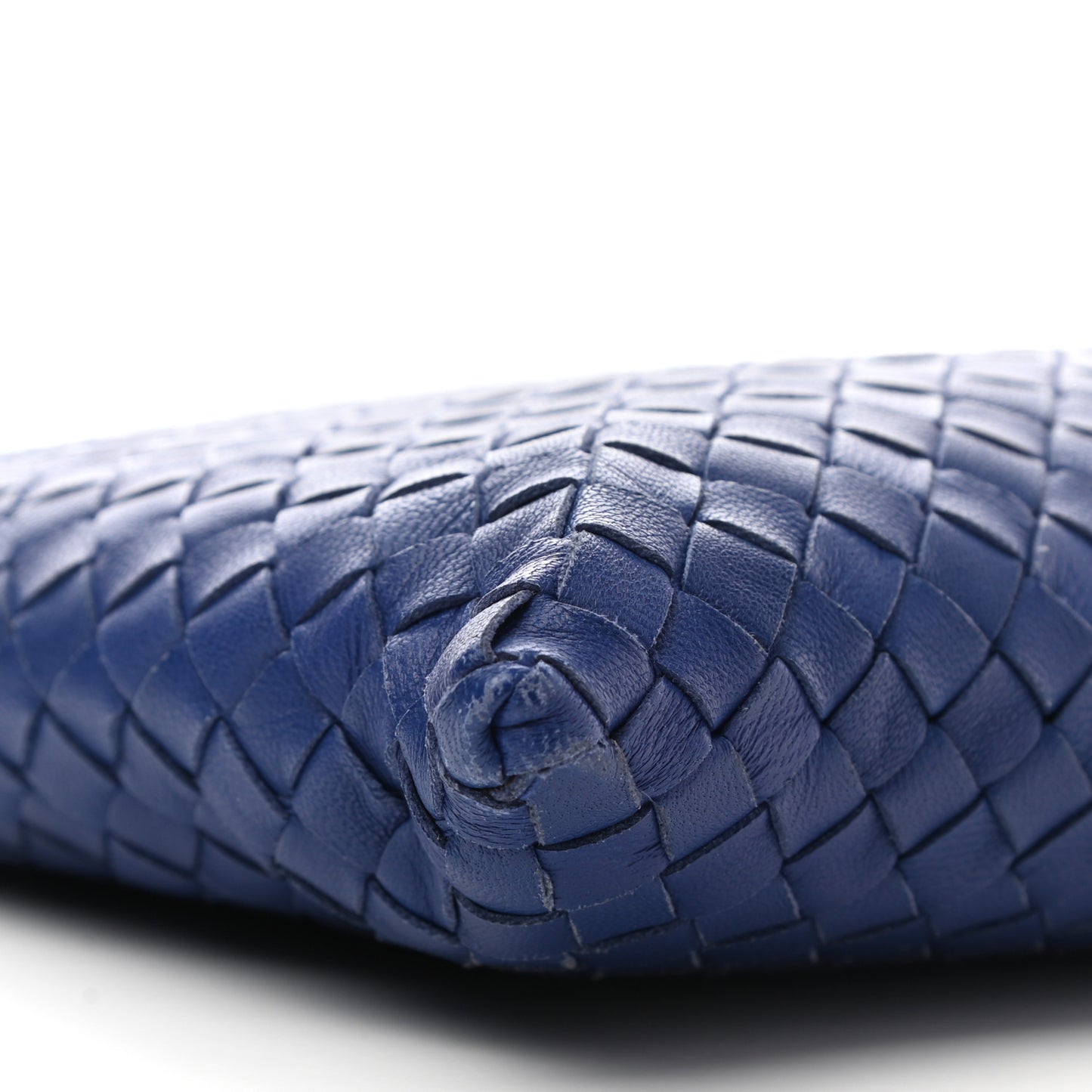 Nappa Intrecciato Large Flat Zip Biletto Pouch Blue