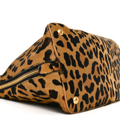 Prada Pony Hair Leopard Print Large Cavallino Miele Moro 7 of 9