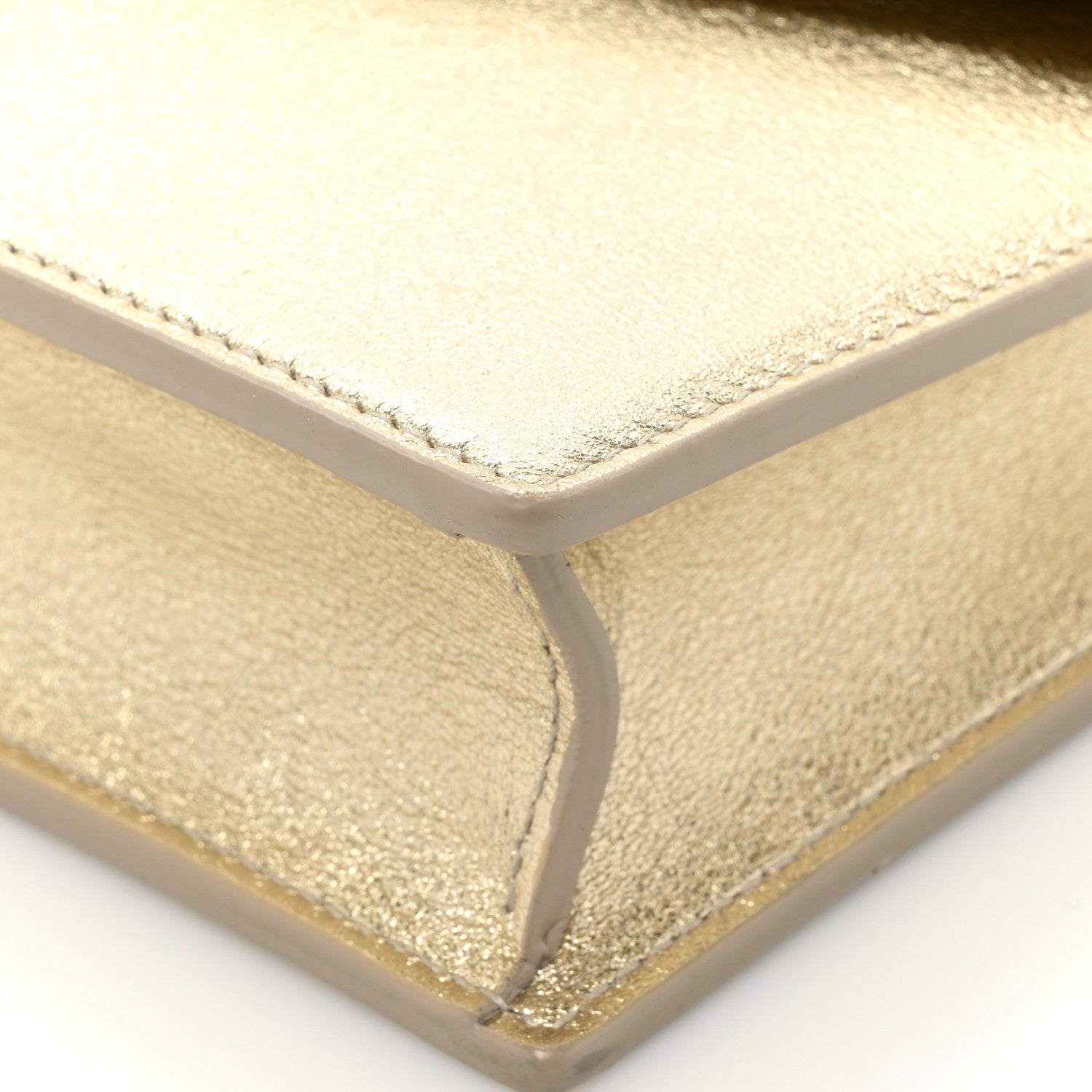 Saint Laurent Metallic Calfskin Monogram Envelope Chain Wallet Gold 14 of 16