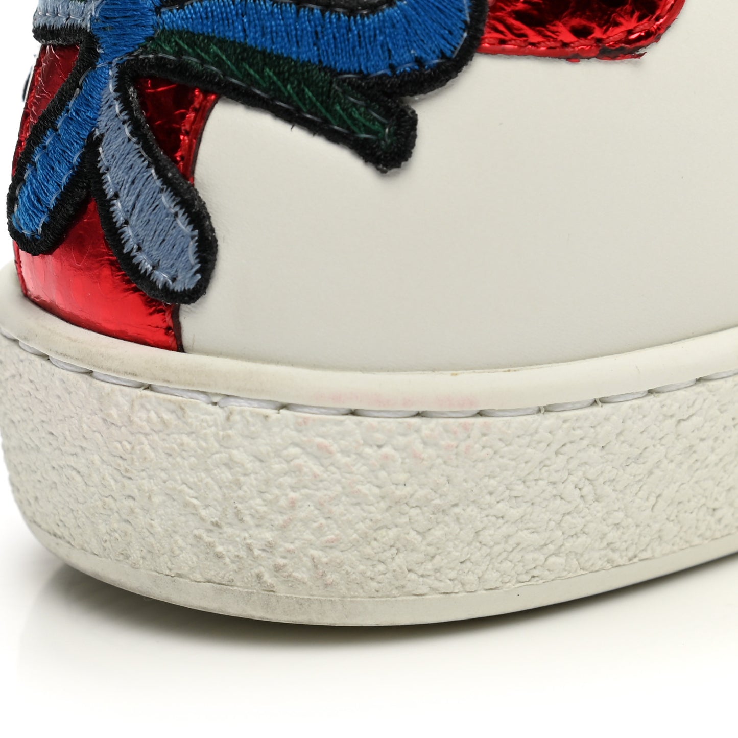 Calfskin Web Floral Embroidered Womens Ace Sneakers 35 White