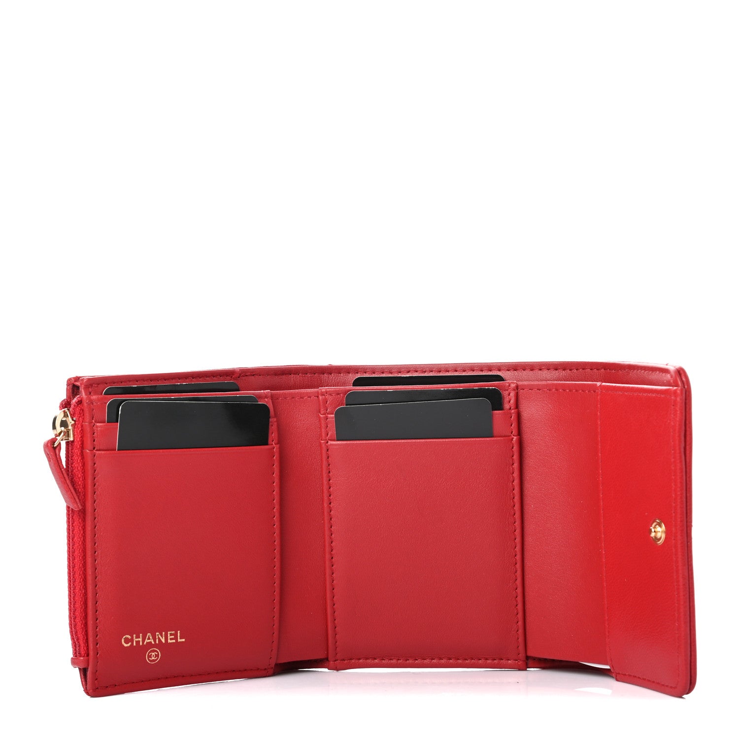 Chanel Goatskin Quilted Chanel 19 Small Flap Wallet Red 5 of 7
