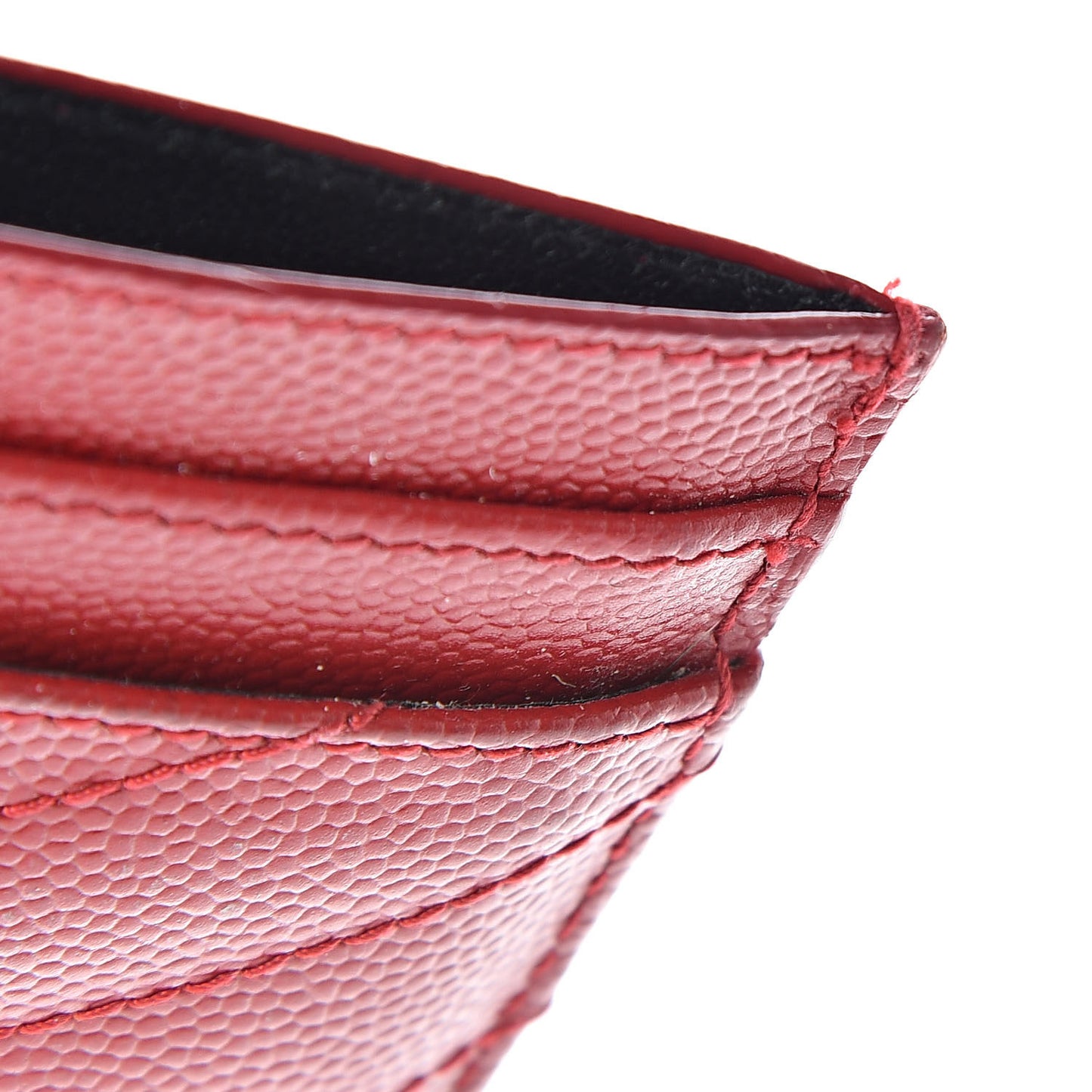 Grain De Poudre Matelasse Chevron Monogram Credit Card Case New Red
