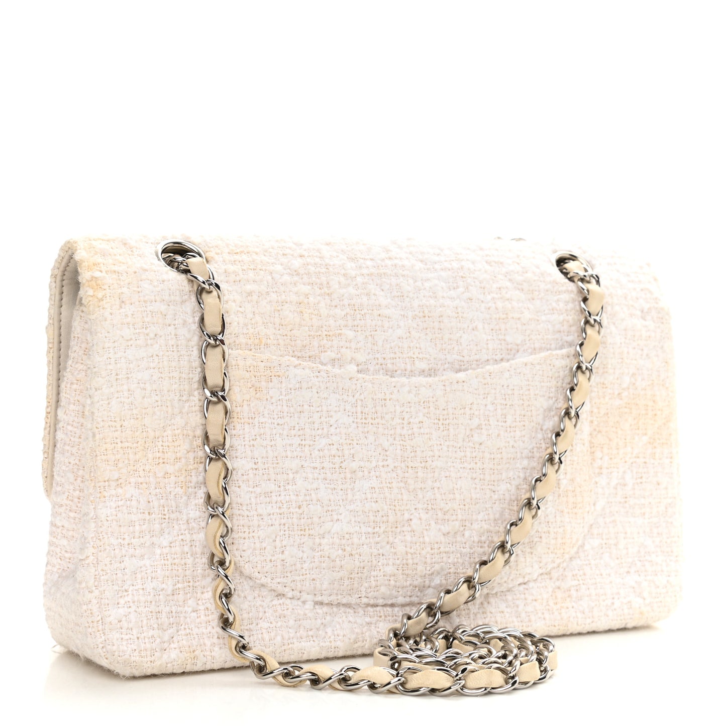 Tweed Medium Double Flap White