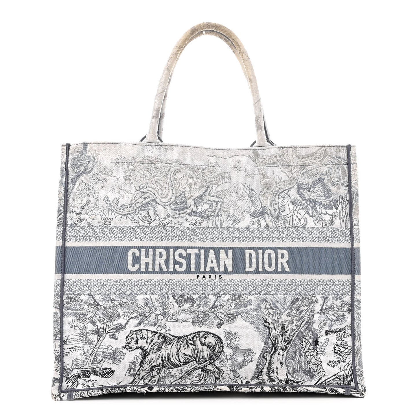 Gradient Canvas Embroidered Large Dioriviera Toile De Jouy Book Tote Blue