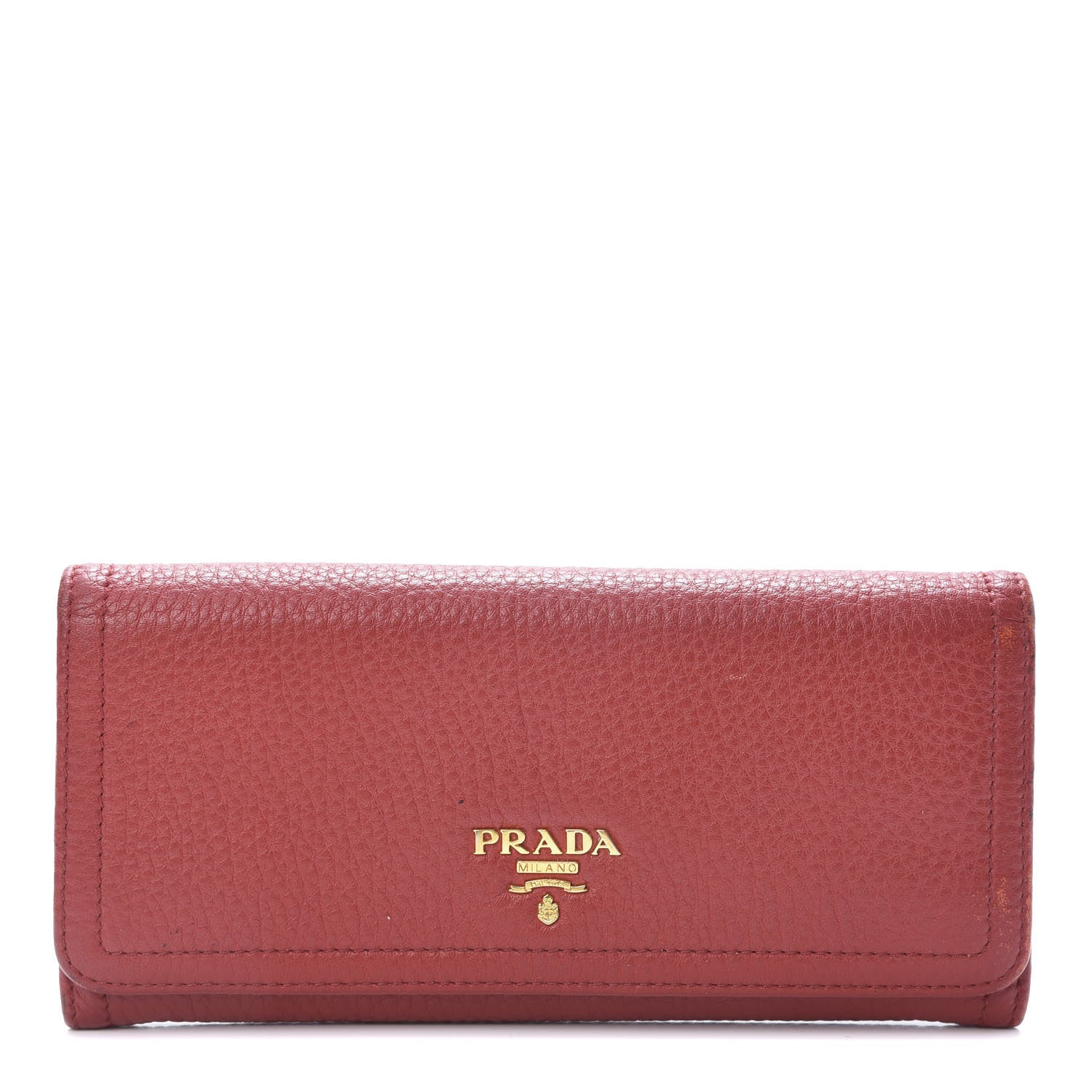 Prada Vitello Daino Continental Flap Wallet Fuoco 1 of 14
