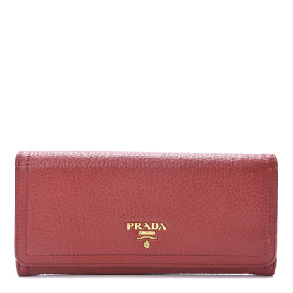 Prada Vitello Daino Continental Flap Wallet Fuoco 1 of 14