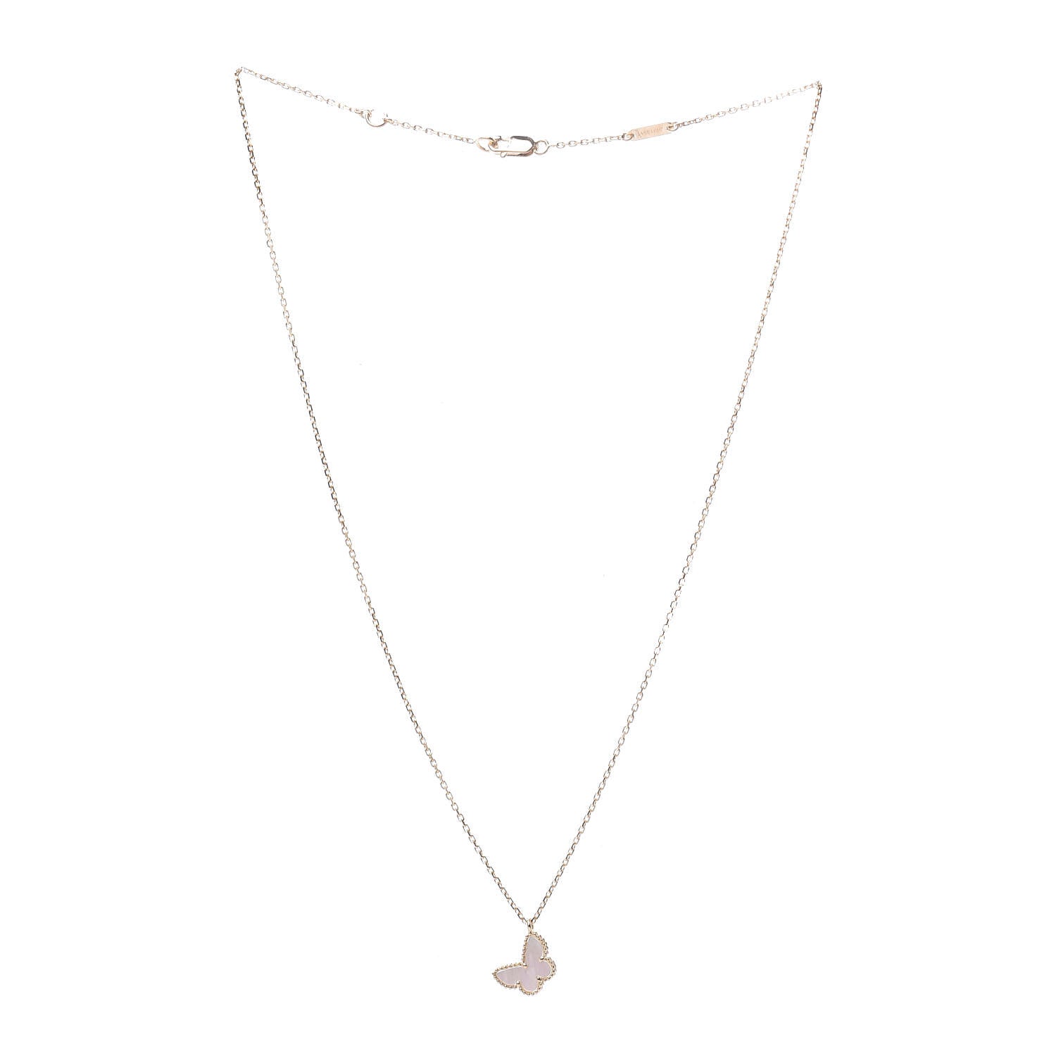 Van Cleef & Arpels 18K Yellow Gold Mother of Pearl Sweet Alhambra Butterfly Pendant Necklace 3 of 7