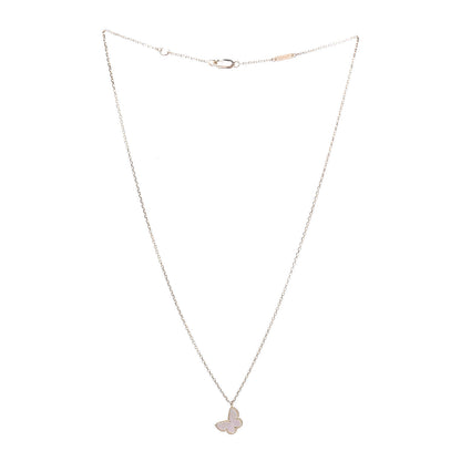 Van Cleef & Arpels 18K Yellow Gold Mother of Pearl Sweet Alhambra Butterfly Pendant Necklace 3 of 7