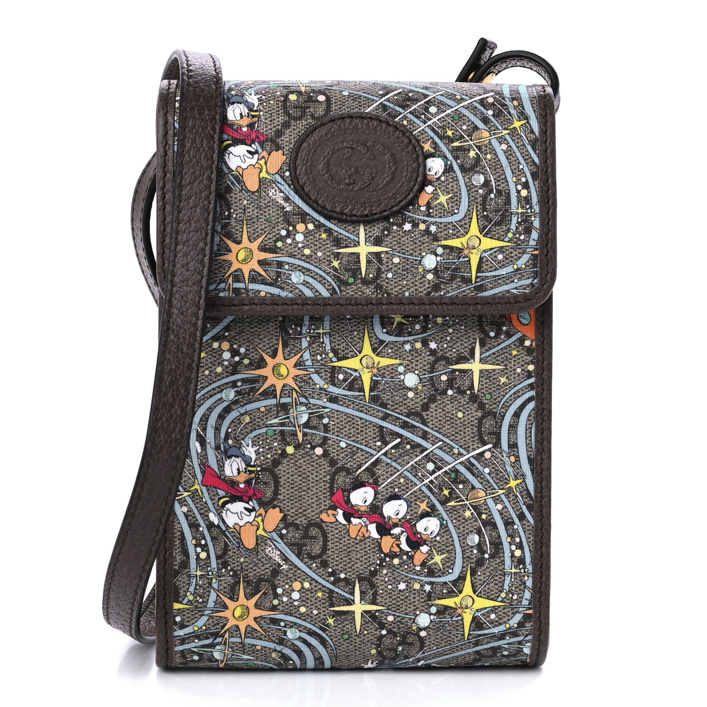 X DISNEY GG Supreme Monogram Donald Duck Mini Interlocking G Crossbody Bag Beige Multicolor New Acero