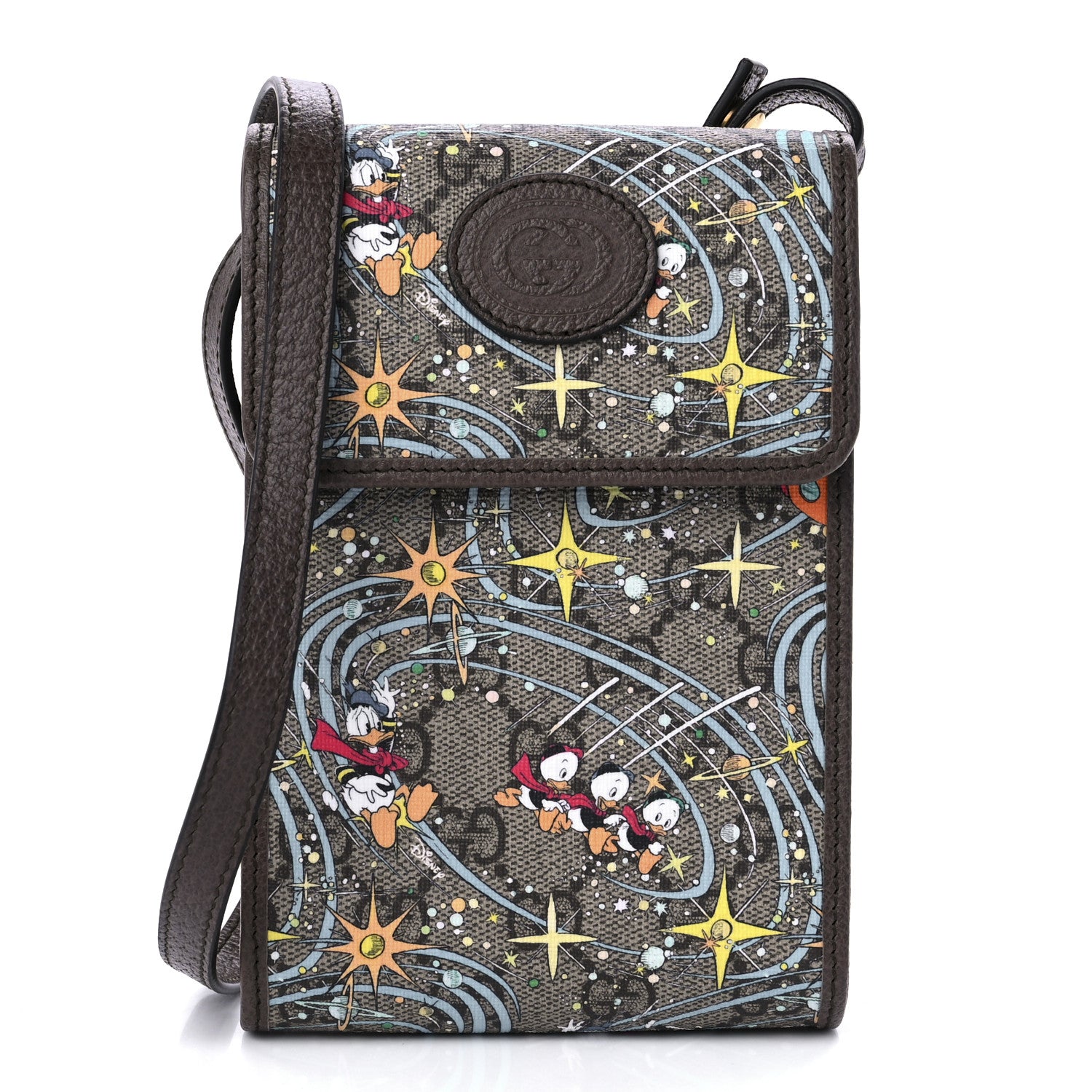 Gucci X DISNEY GG Supreme Monogram Donald Duck Mini Interlocking G Crossbody Bag Beige Multicolor New Acero 1 of 8