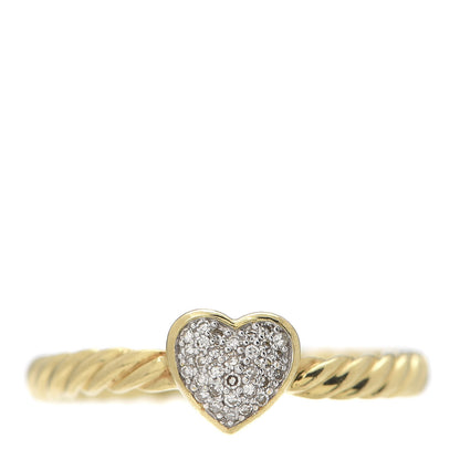 David Yurman 18K Yellow Gold Diamond Cable Classics Heart Ring 52 6 1 of 4