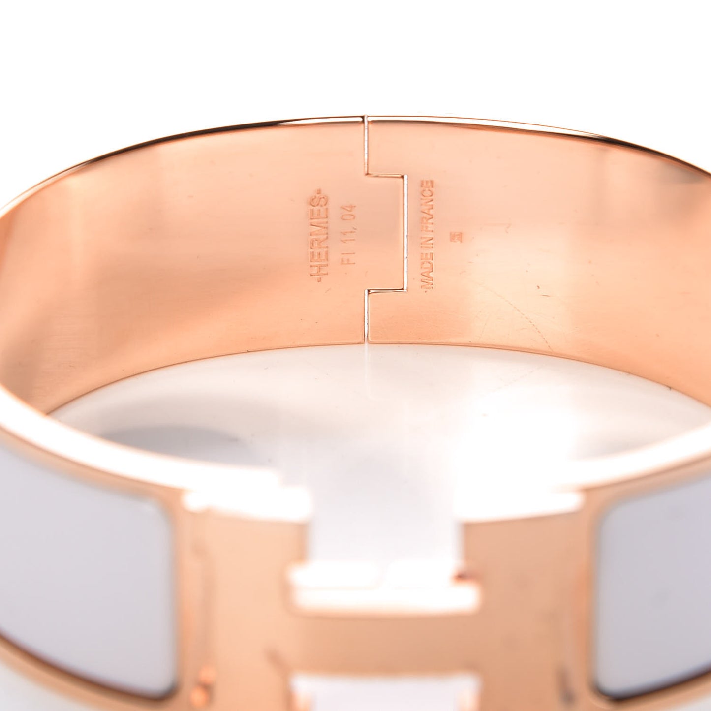 Enamel Wide Clic Clac H Bracelet GM White
