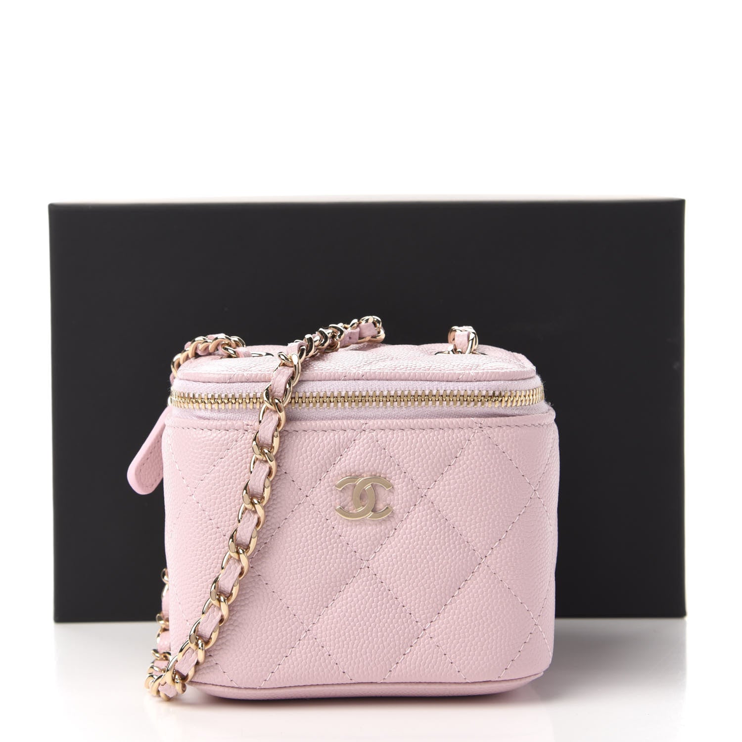 Chanel Caviar Quilted Mini Vanity Case With Chain Light Pink 11 of 11
