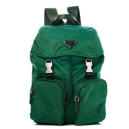Prada Nylon Vela Saffiano Double Buckle Backpack Oleandro 1 of 8