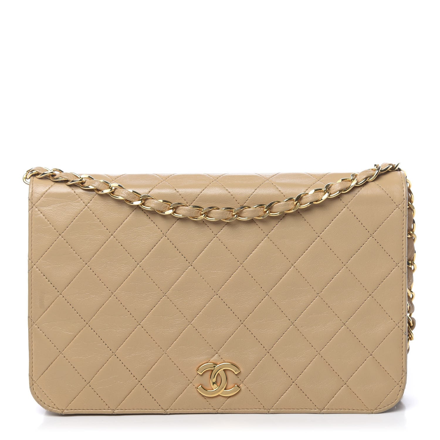 Chanel Lambskin Quilted Medium Single Flap Beige 1 of 15