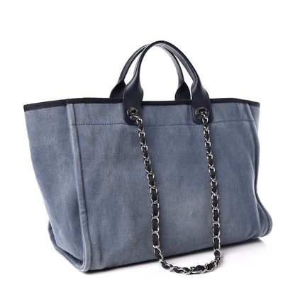 Chanel Canvas Sequin Large Deauville Tote Navy 3 of 10