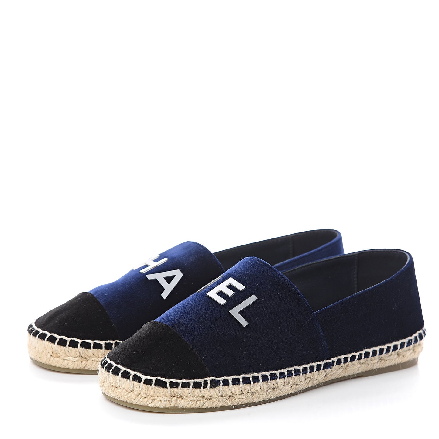 Velvet Logo Espadrilles 36 Navy Black