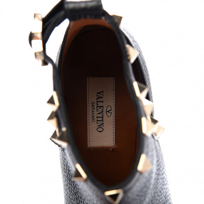 Valentino Garavani Pebbled Calfskin Rockstud Ankle Booties 35 Black 7 of 10