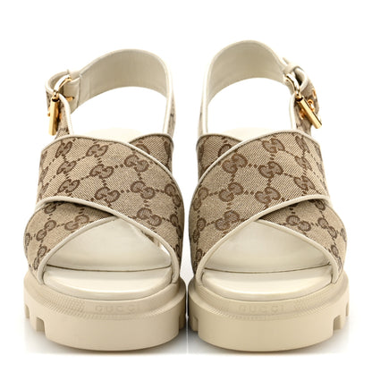 Gucci Monogram Granada Kid Trip 40/72mm Lug Sole Sandals 39.5 Beige Ebony Mystic White 3 of 10