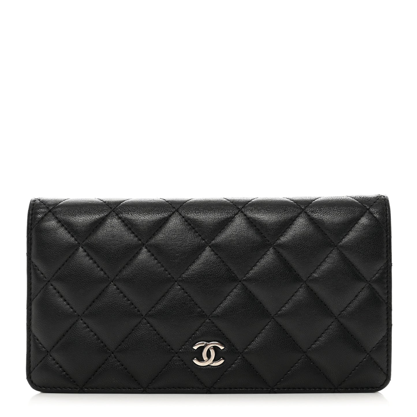 Lambskin Quilted Yen Wallet Black