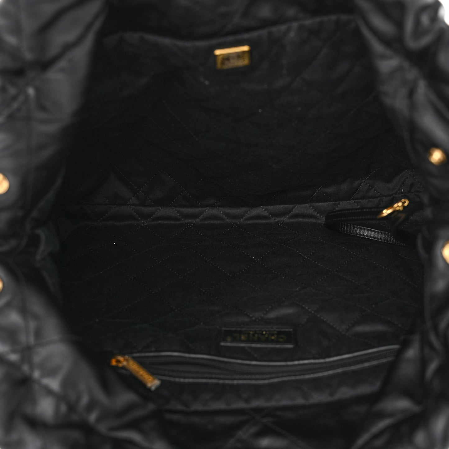 Shiny Calfskin Quilted Chanel 22 Black