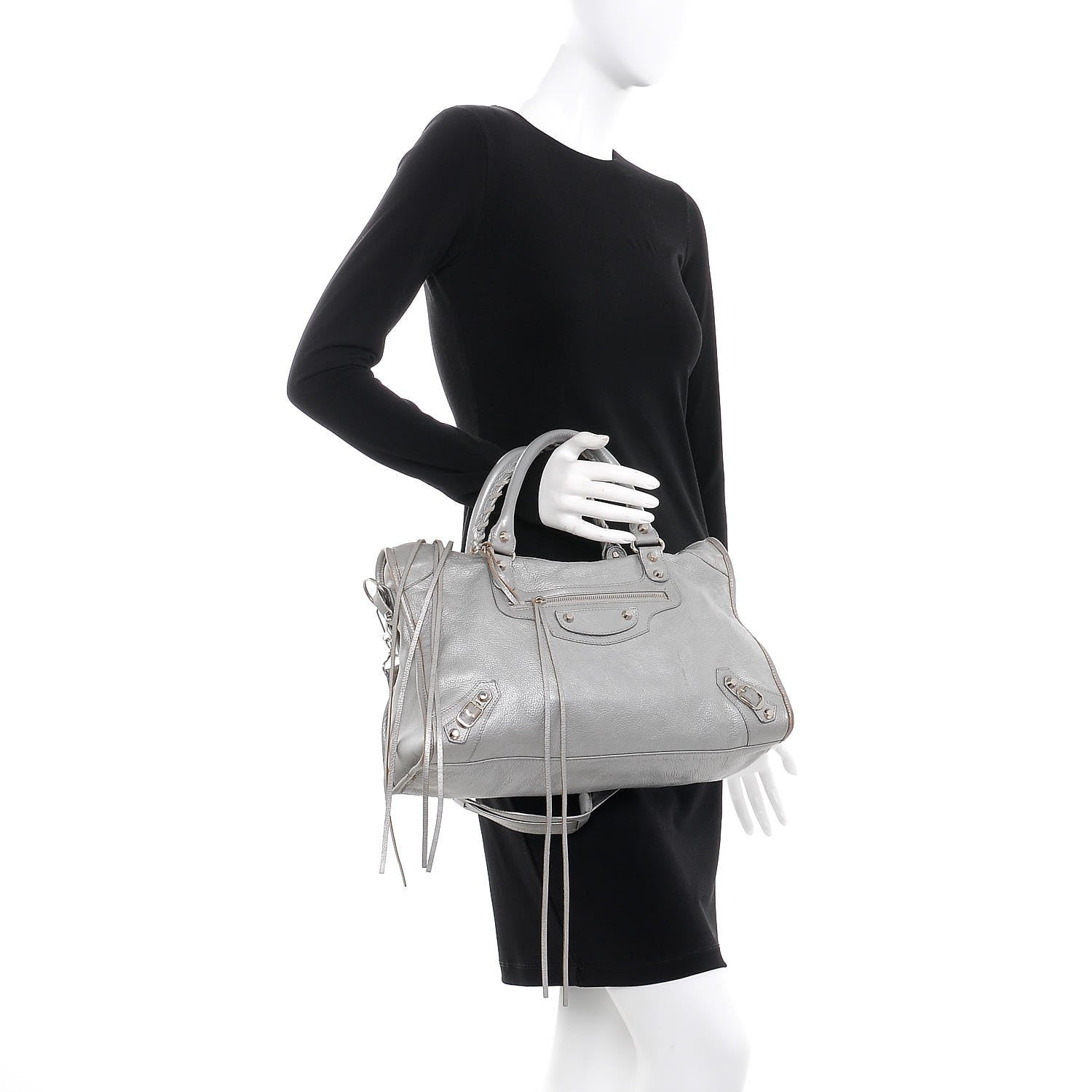 Balenciaga Pearlescent Goatskin Classic Palladium Hardware City Gris Gris Light 3 of 12
