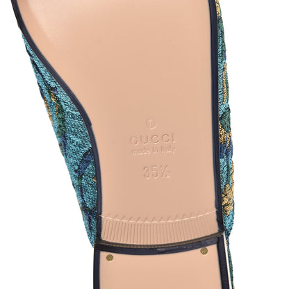 Gucci Iridescent Brocade Womens Princetown Slippers 35.5 Azure Multicolor Oro 7 of 9