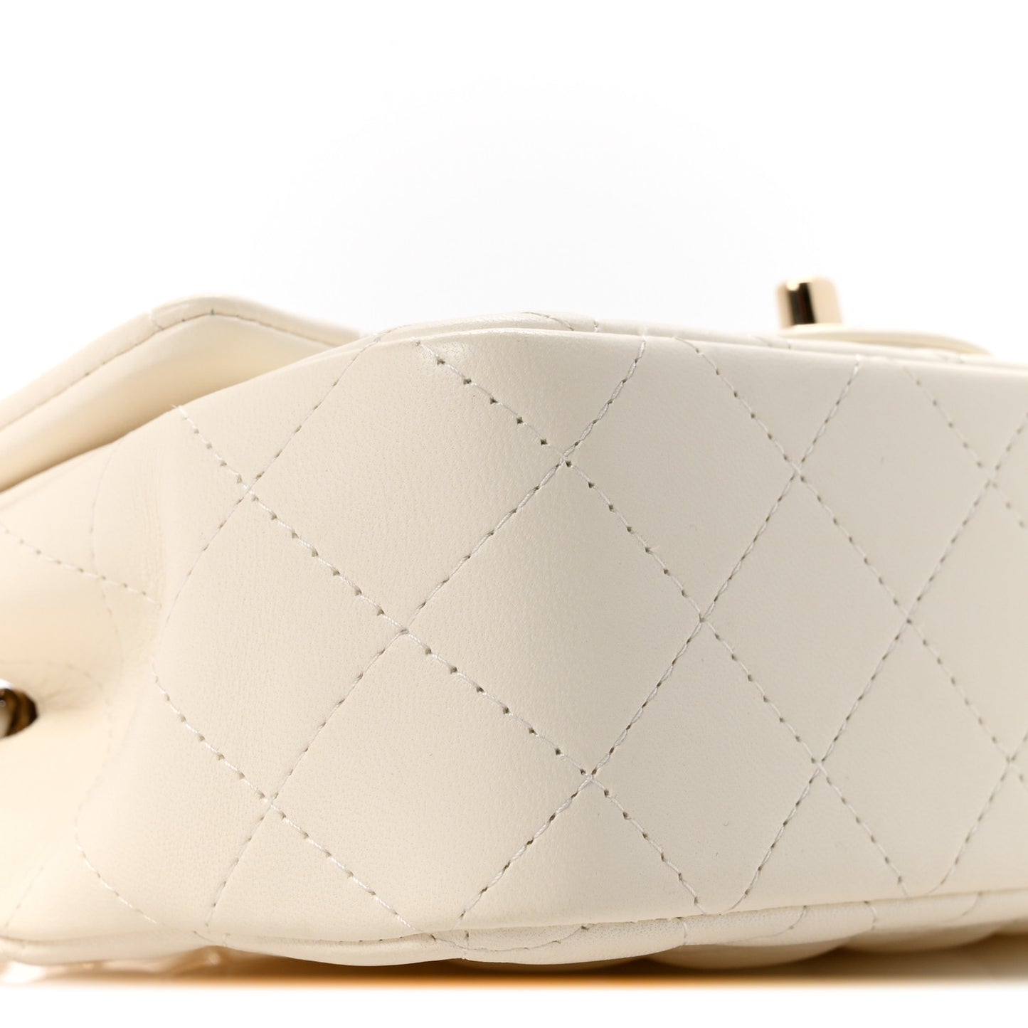 Lambskin Quilted Mini Rectangular Flap White