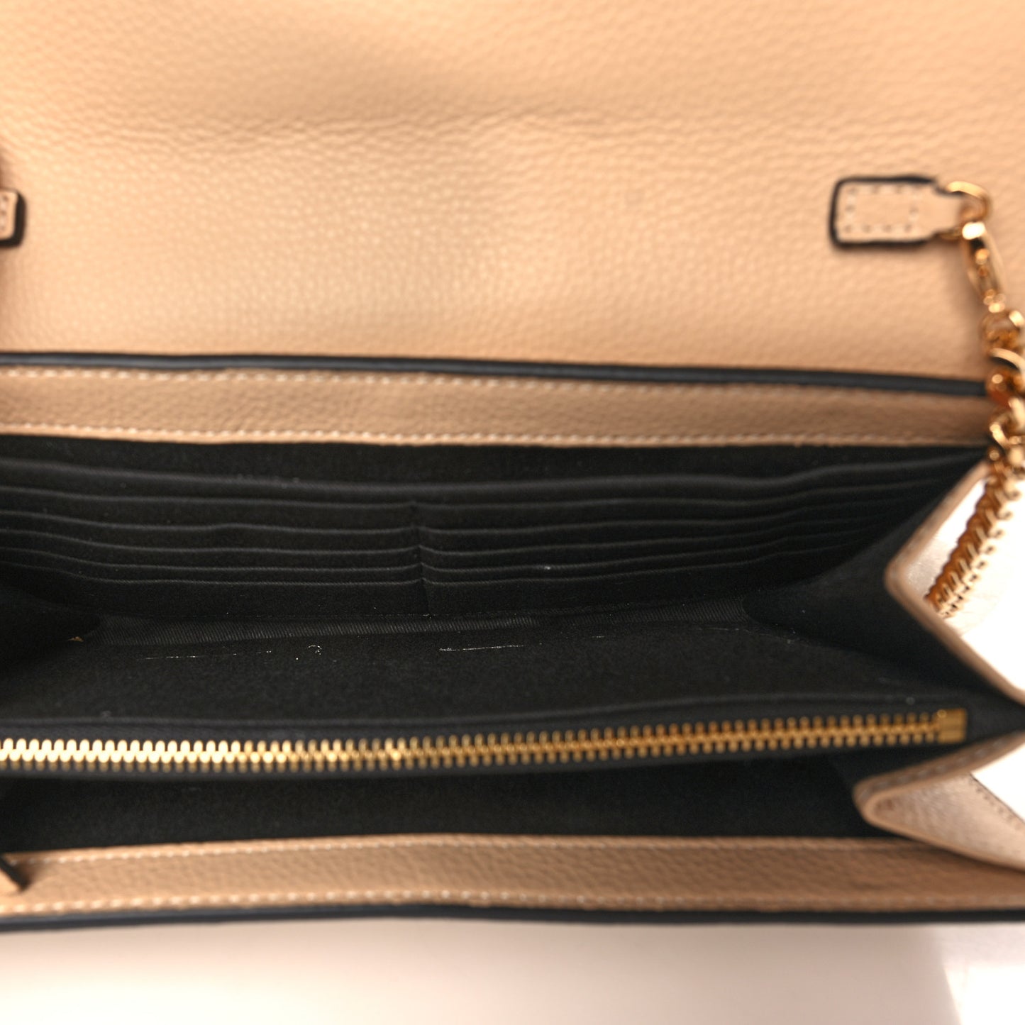 Grainy Calfskin Virtus Chain Crossbody Beige