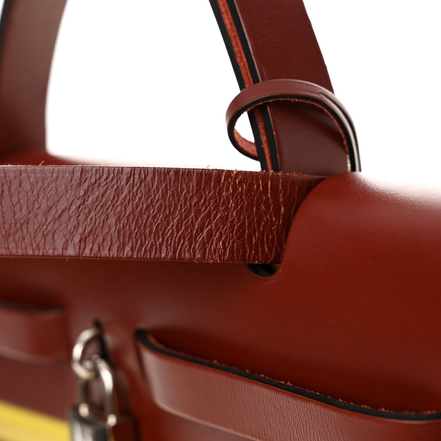 Hermes Vache Hunter Toile Herbag Zip 31 PM Lime Rouge H 13 of 17