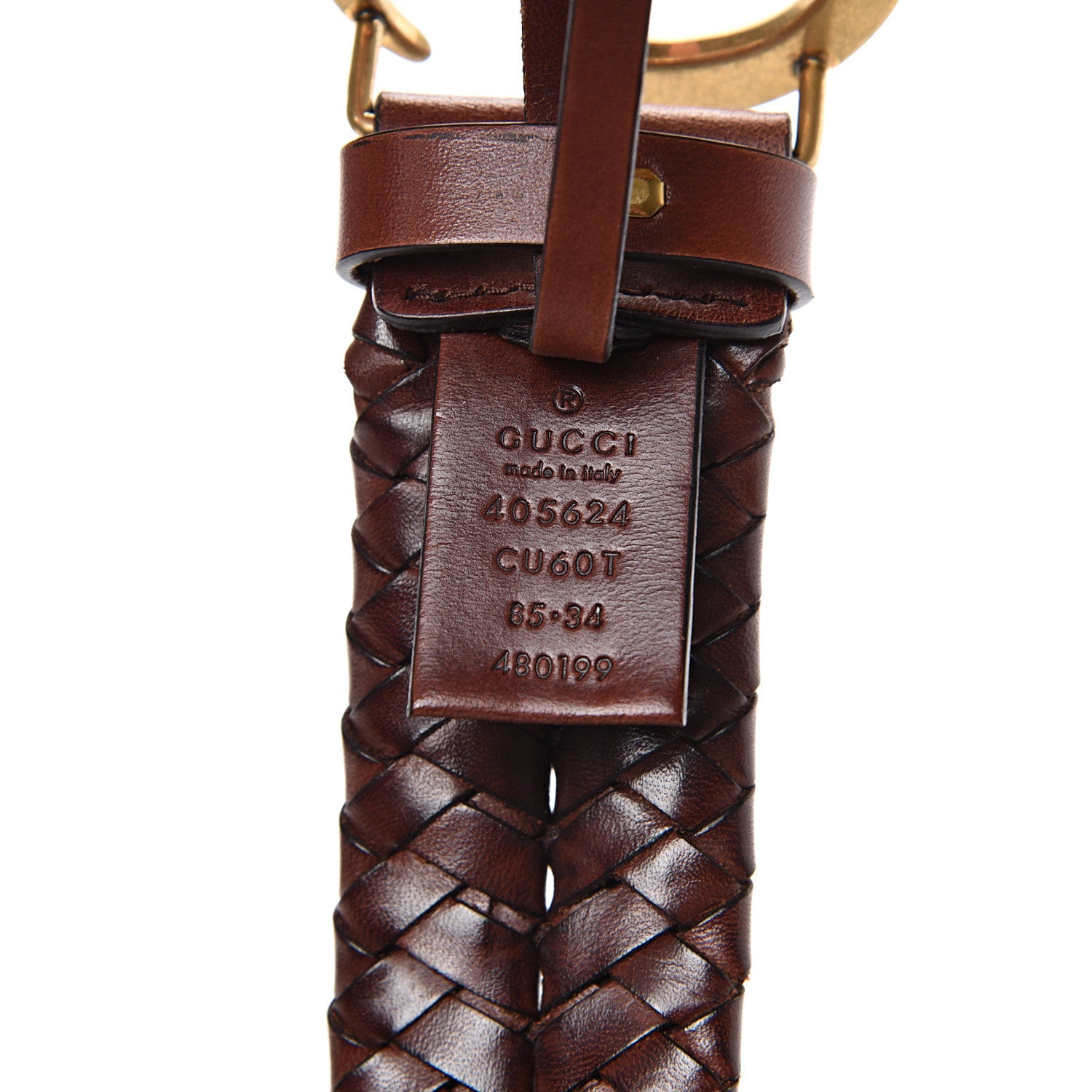 Gucci Calfskin Braided Double G 40mm Belt 85 34 Cuoio Bruciato 3 of 5