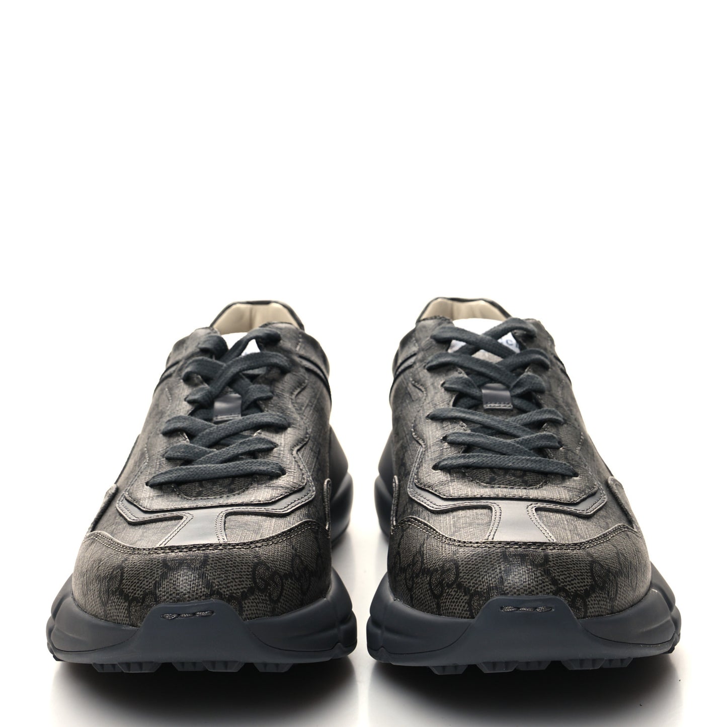GG Supreme Monogram Apollo Calfskin Mens Rhyton Sneakers 10 Grey Black Graphite Grey