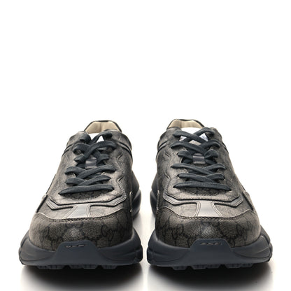 Gucci GG Supreme Monogram Apollo Calfskin Mens Rhyton Sneakers 10 Grey Black Graphite Grey 2 of 9