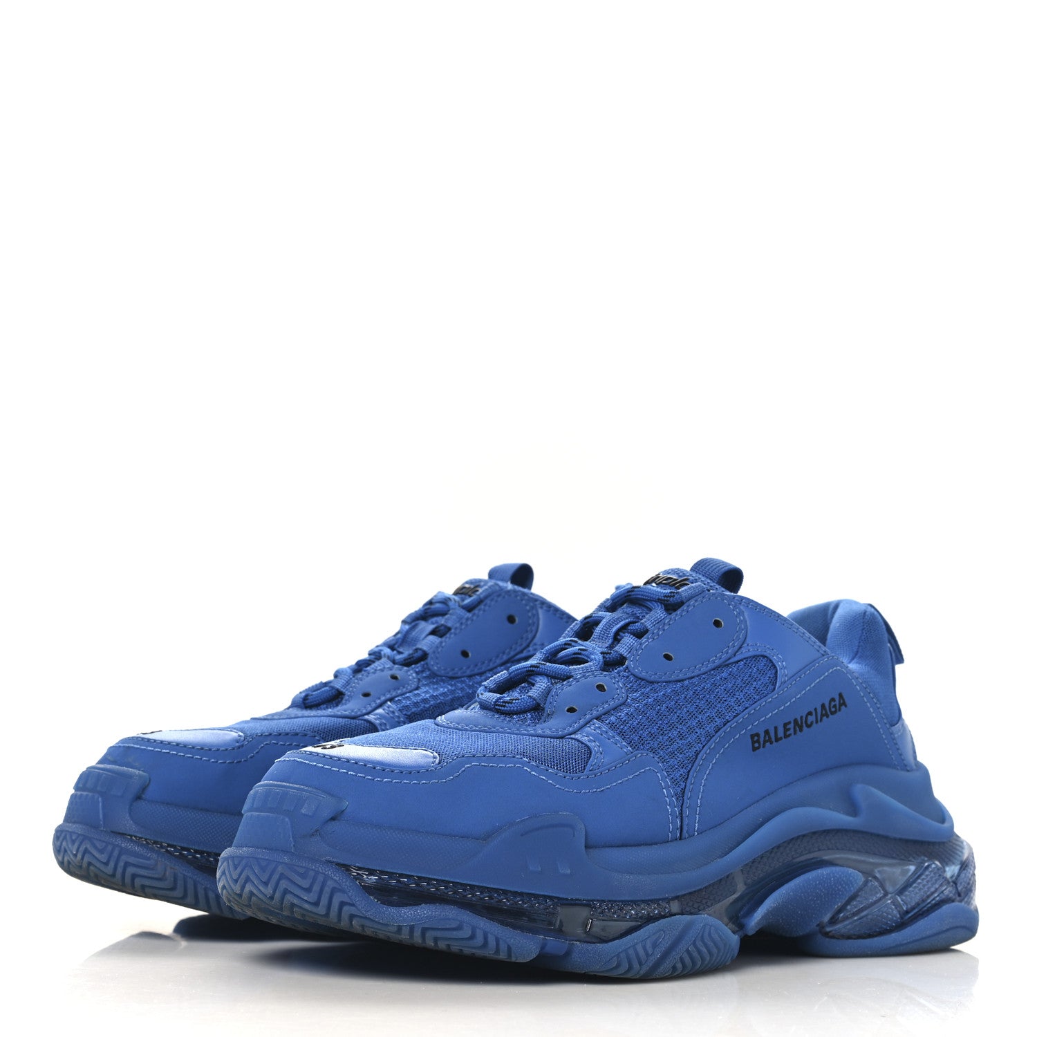 Balenciaga Fabric Mesh Clear Sole Mens Triple S Sneakers 10 Deep Blue 4 of 8