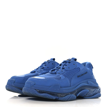 Balenciaga Fabric Mesh Clear Sole Mens Triple S Sneakers 10 Deep Blue 4 of 8