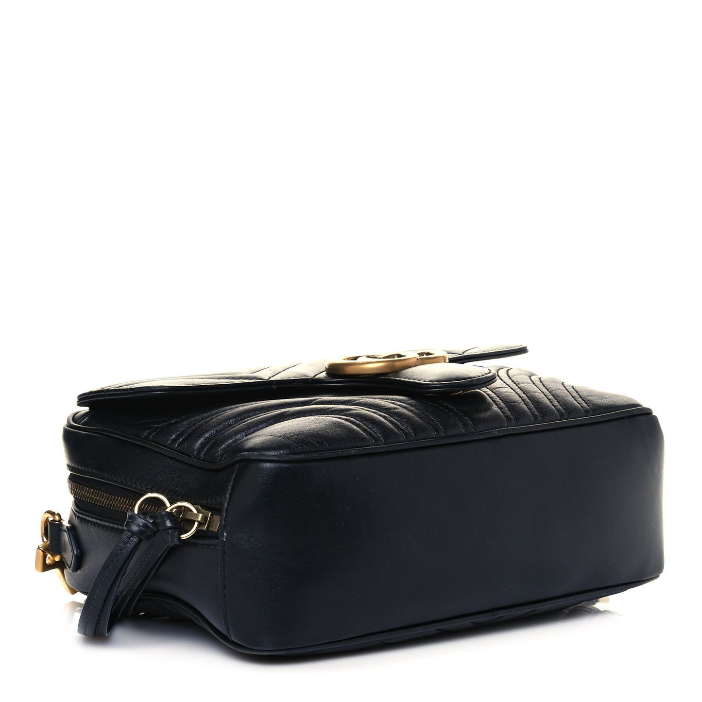 Calfskin Matelasse Sylvie Web Small GG Marmont Top Handle Shoulder Bag Black