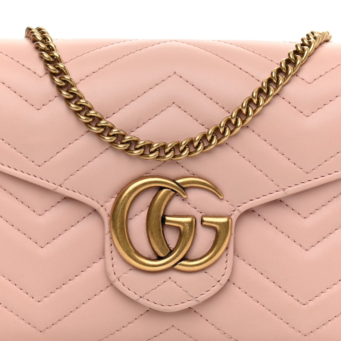 Calfskin Matelasse GG Marmont Chain Wallet Perfect Pink