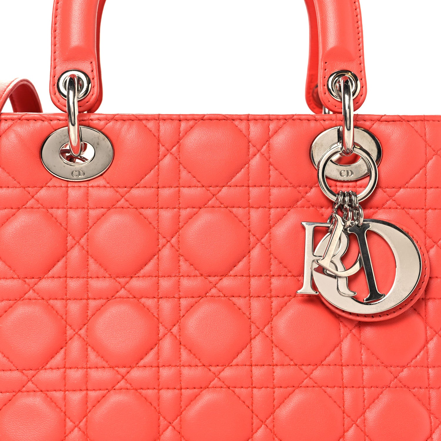 Christian Dior Lambskin Cannage Medium Lady Dior Coral 1863966